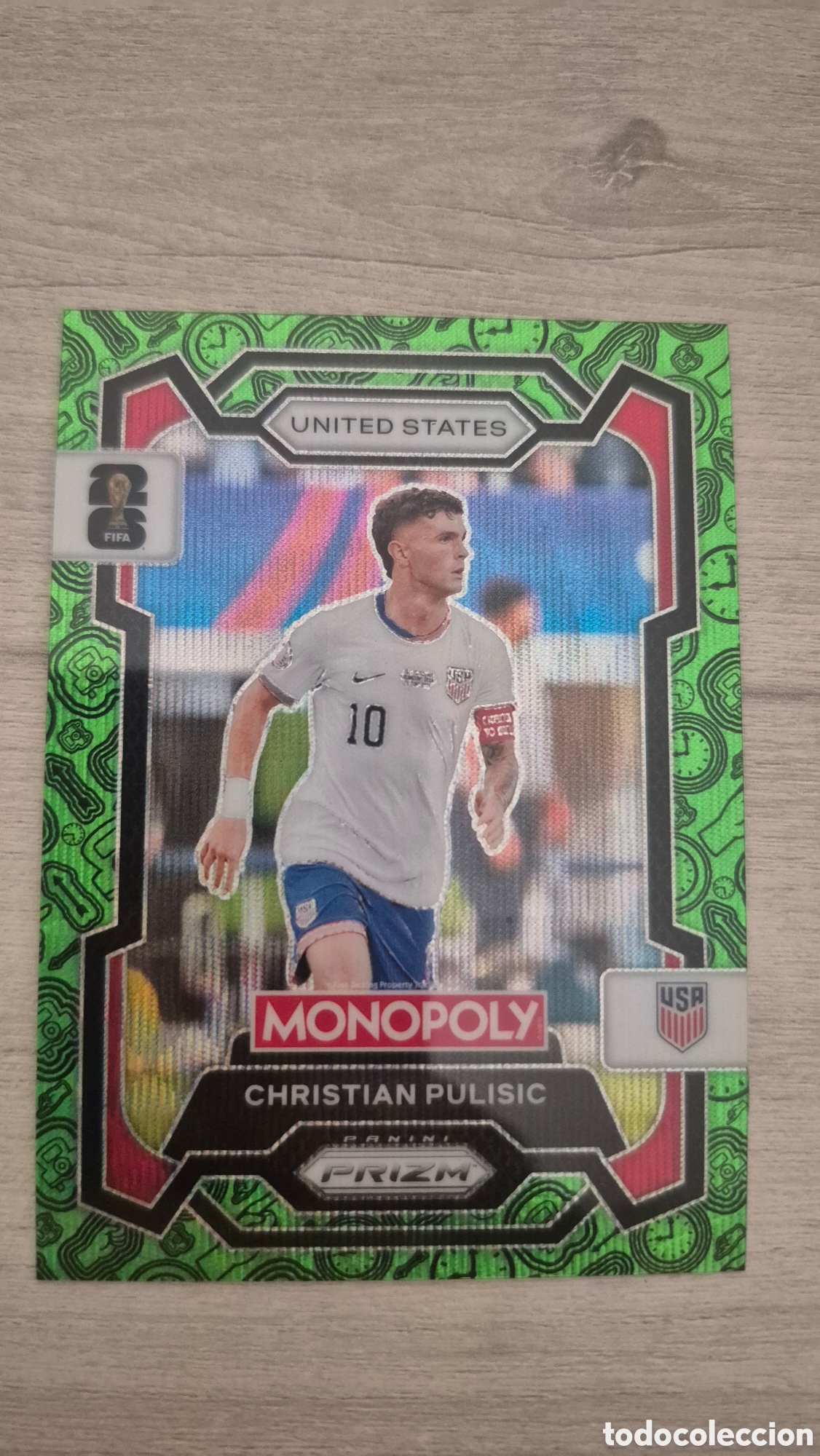 Cromos de f&uacute;tbol: Chistian Pulisic Green Wave Panini Monopoly Prizm FIFA World Cup 2026