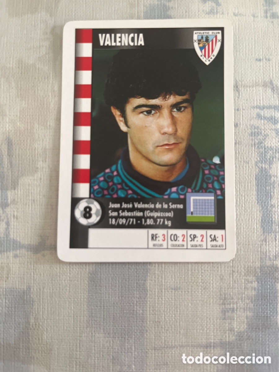 Figurine di Calcio: VALENCIA ATHLETIC CLUB SUPER GOL 95 96 MARCA LFP 1995 1996 CARTA TAMA&Ntilde;O FOURNIER PERFECTO ESTADO