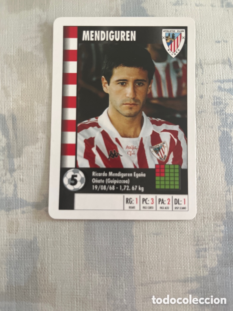 Figurine di Calcio: MENDIGUREN ATHLETIC CLUB SUPER GOL 95 96 MARCA LFP 1995 1996 CARTA TAMA&Ntilde;O FOURNIER PERFECTO ESTADO