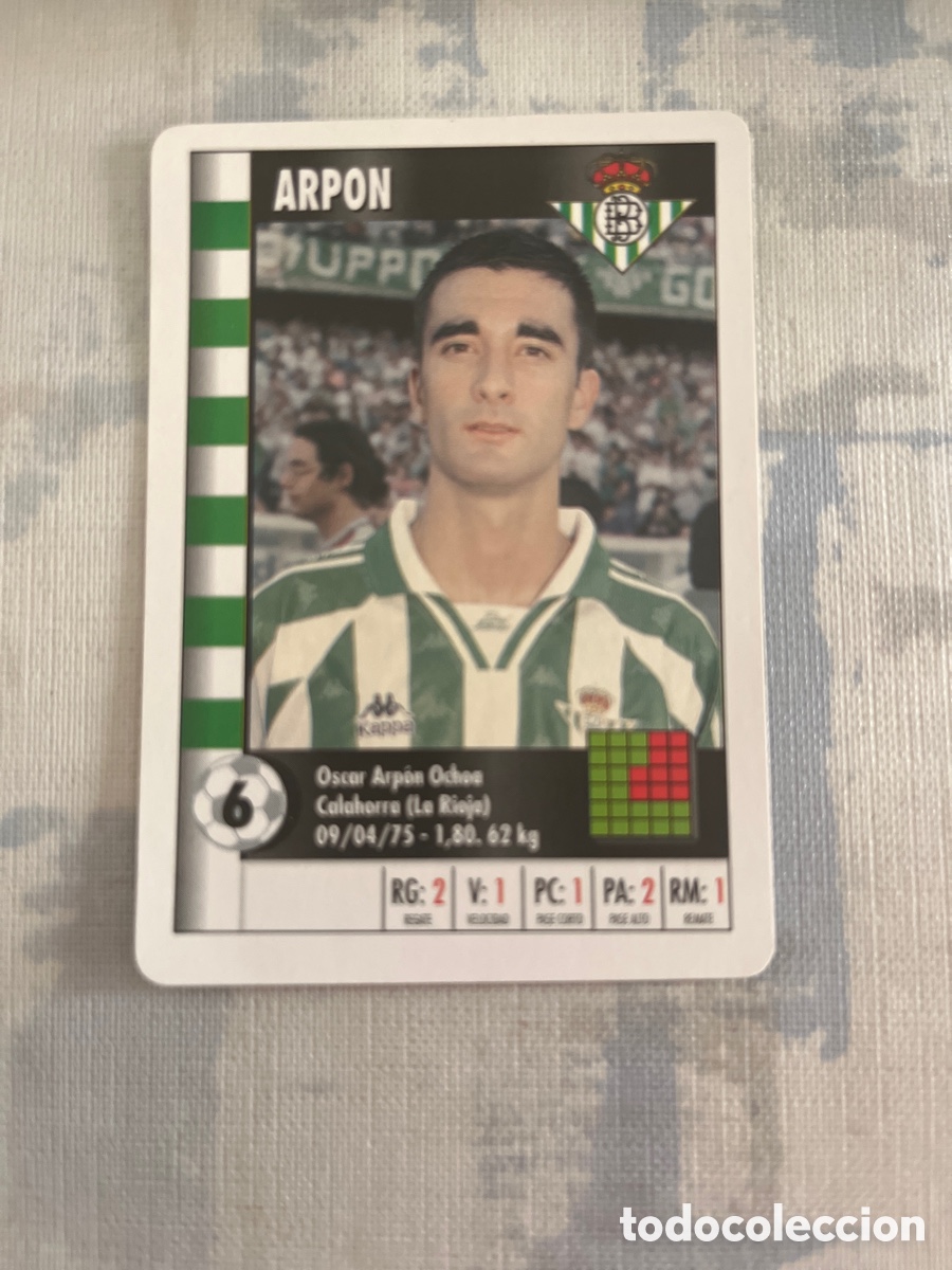 Cromos de F&uacute;tbol: ARPON REAL BETIS SUPER GOL 95 96 MARCA LFP 1995 1996 CARTA TAMA&Ntilde;O FOURNIER PERFECTO ESTADO