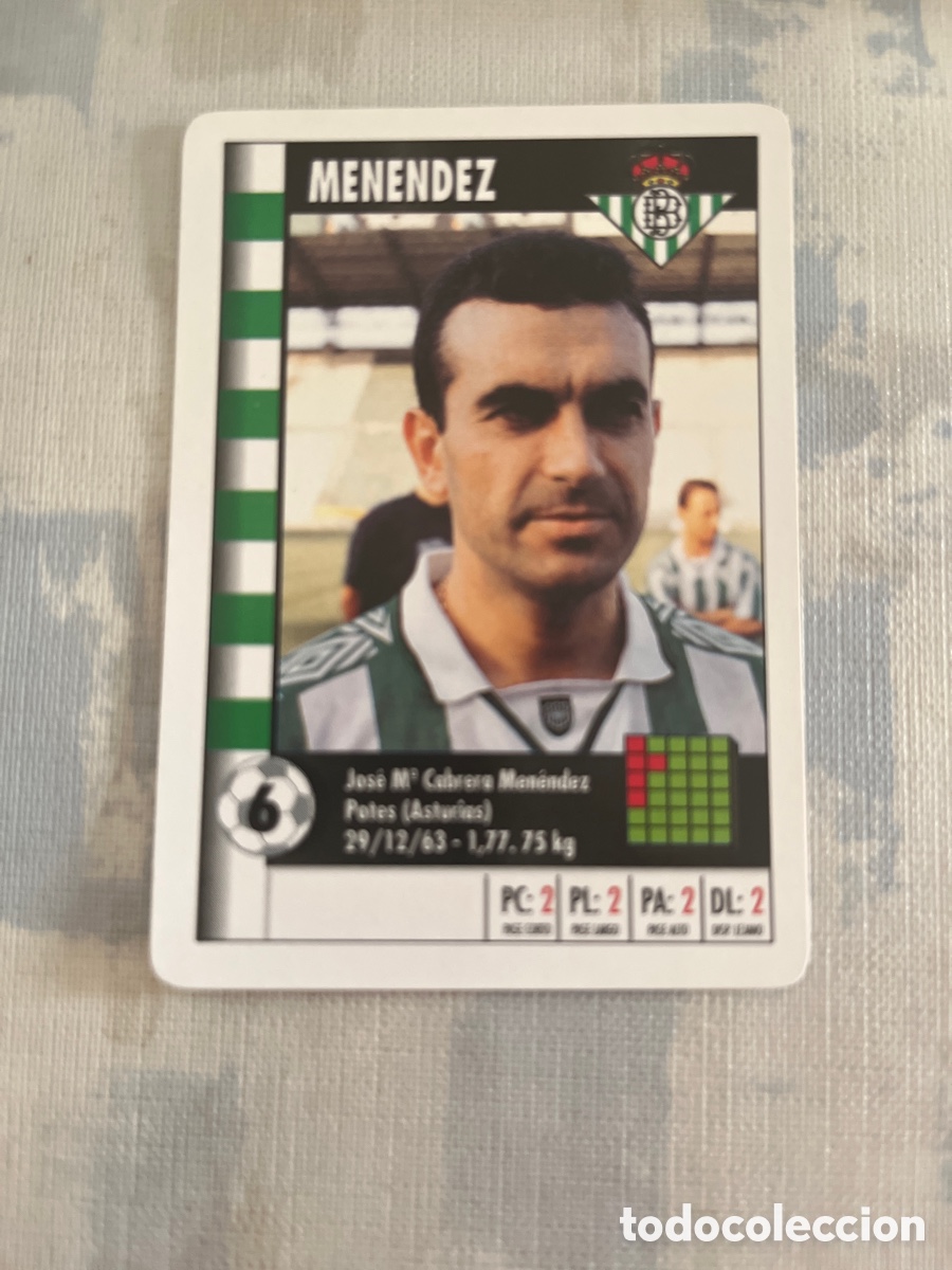 Cromos de F&uacute;tbol: MENENDEZ REAL BETIS SUPER GOL 95 96 MARCA LFP 1995 1996 CARTA TAMA&Ntilde;O FOURNIER PERFECTO ESTADO