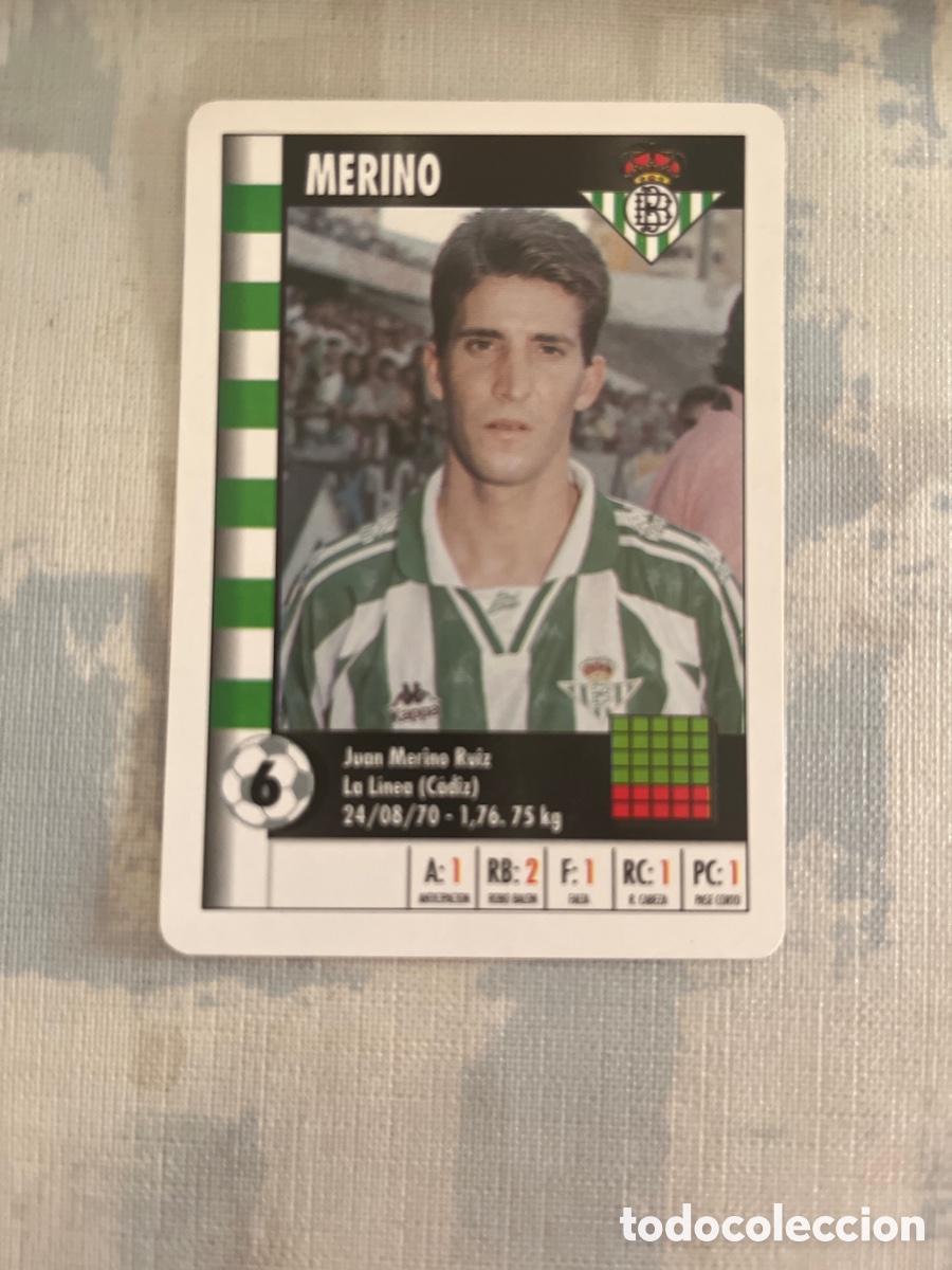 Cromos de F&uacute;tbol: MERINO REAL BETIS SUPER GOL 95 96 MARCA LFP 1995 1996 CARTA TAMA&Ntilde;O FOURNIER PERFECTO ESTADO