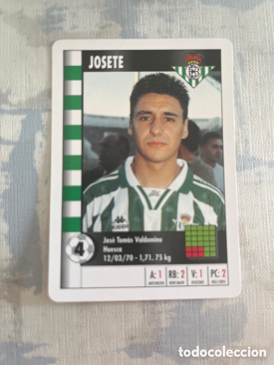 Cromos de F&uacute;tbol: JOSETE REAL BETIS SUPER GOL 95 96 MARCA LFP 1995 1996 CARTA TAMA&Ntilde;O FOURNIER PERFECTO ESTADO