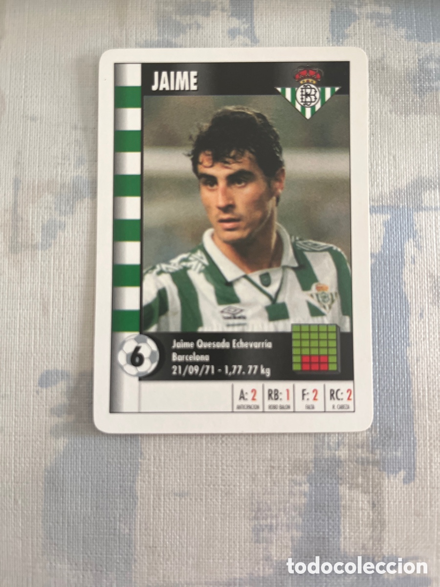 Figurine di Calcio: JAIME REAL BETIS SUPER GOL 95 96 MARCA LFP 1995 1996 CARTA TAMA&Ntilde;O FOURNIER PERFECTO ESTADO