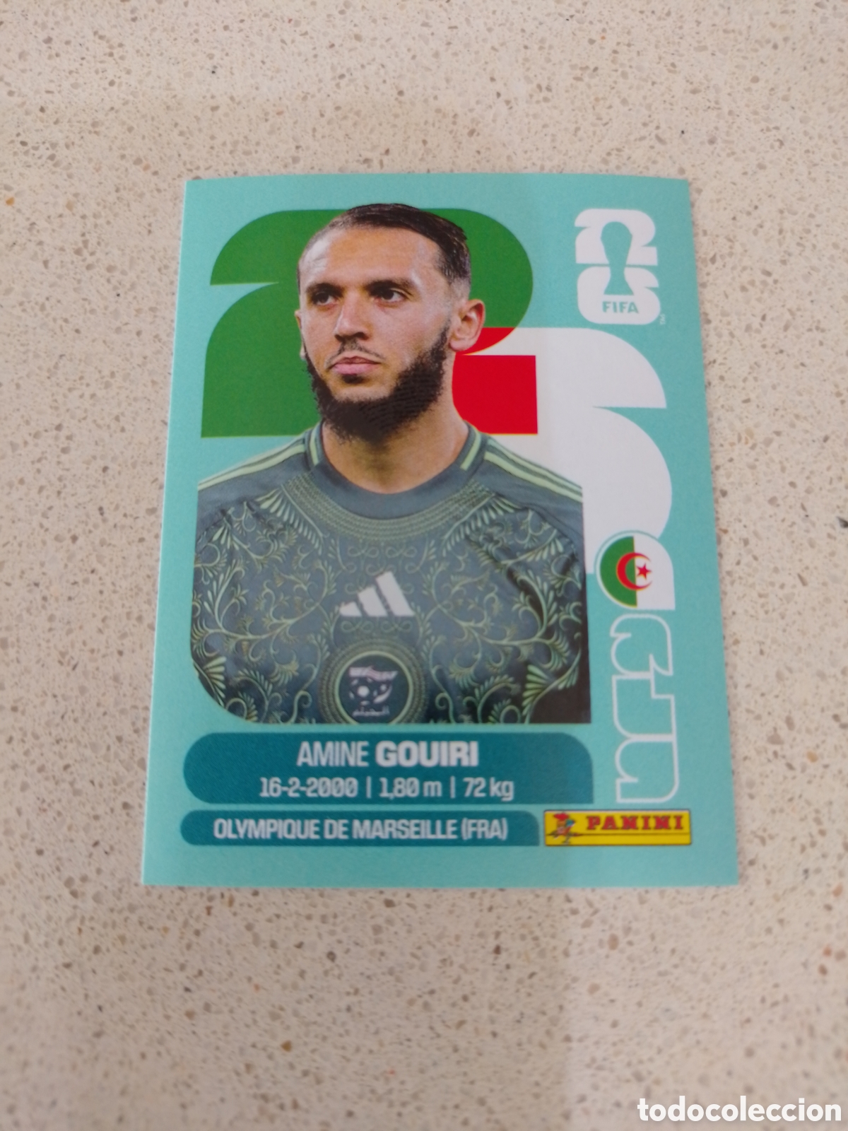 Cartes &agrave; collectionner de Football: CROMO NUMERO 18 GOURI ARGELIA. MUNDIAL 2026. PANINI.