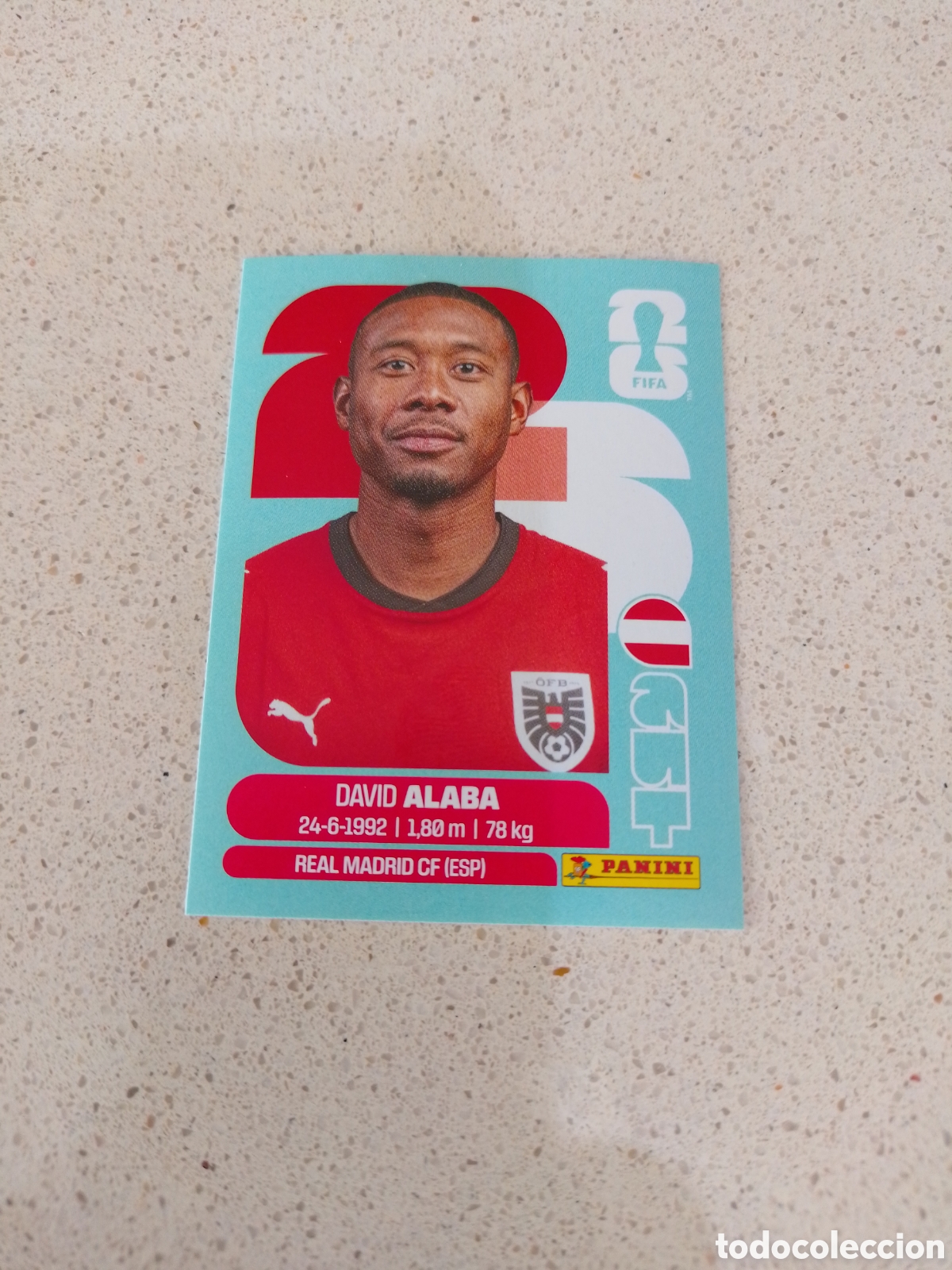 Fu&szlig;ball-Sticker: CROMO NUMERO 4 ALABA AUSTRIA. MUNDIAL 2026. PANINI.