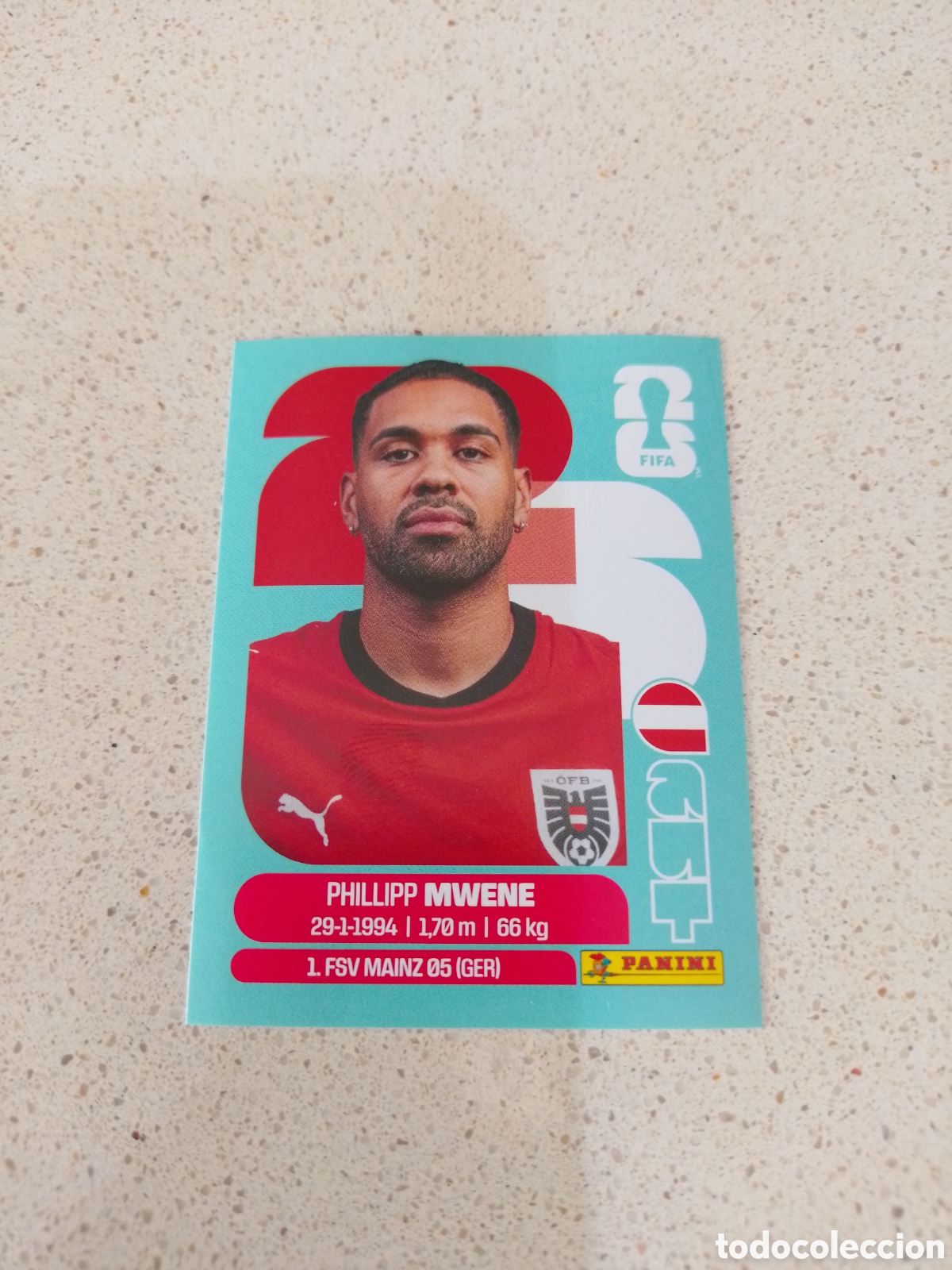 Cromos de F&uacute;tbol: CROMO NUMERO 8 MWENE AUSTRIA. MUNDIAL 2026. PANINI.