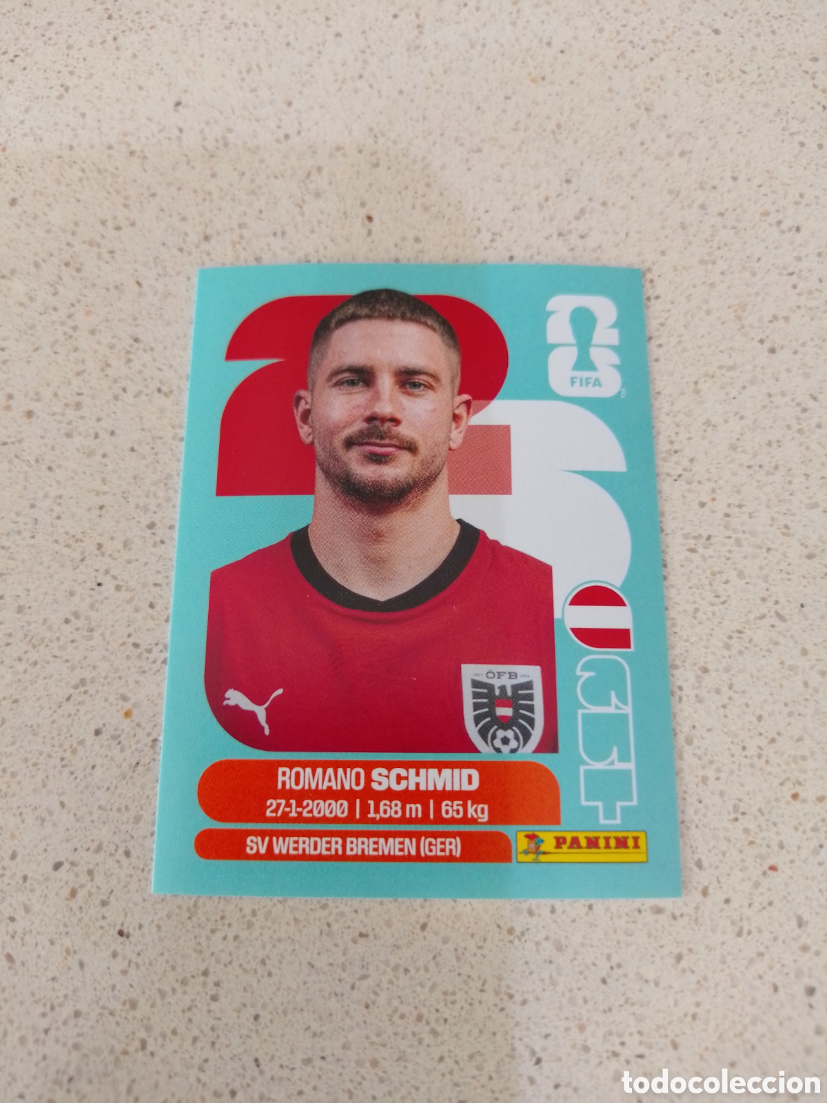 Cromos de F&uacute;tbol: CROMO NUMERO 16 SCHMID AUSTRIA. MUNDIAL 2026. PANINI.