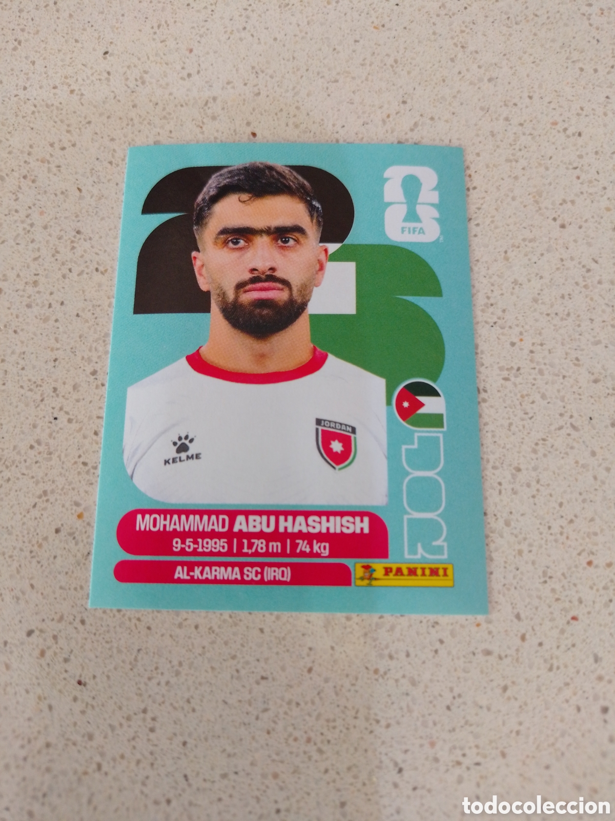 Cartes &agrave; collectionner de Football: CROMO NUMERO 4 ABU HASHISH JORDANIA. MUNDIAL 2026. PANINI.