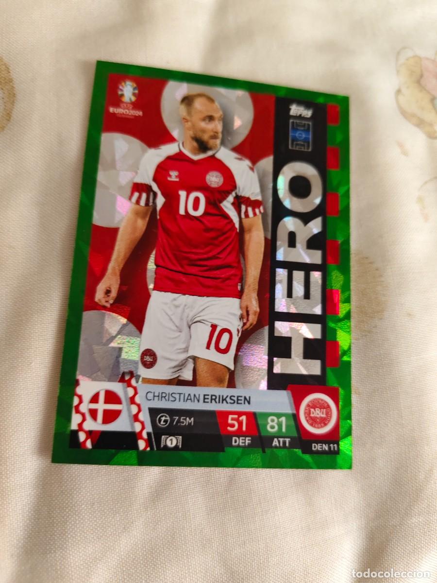 Cromos de F&uacute;tbol: DEN 11 DEN11 EURO 2024 TOPPS CHRISTIAN ERIKSEN DINAMARCA PARALELA VERDE MATCH ATTAX 24 EUROCOPA HERO