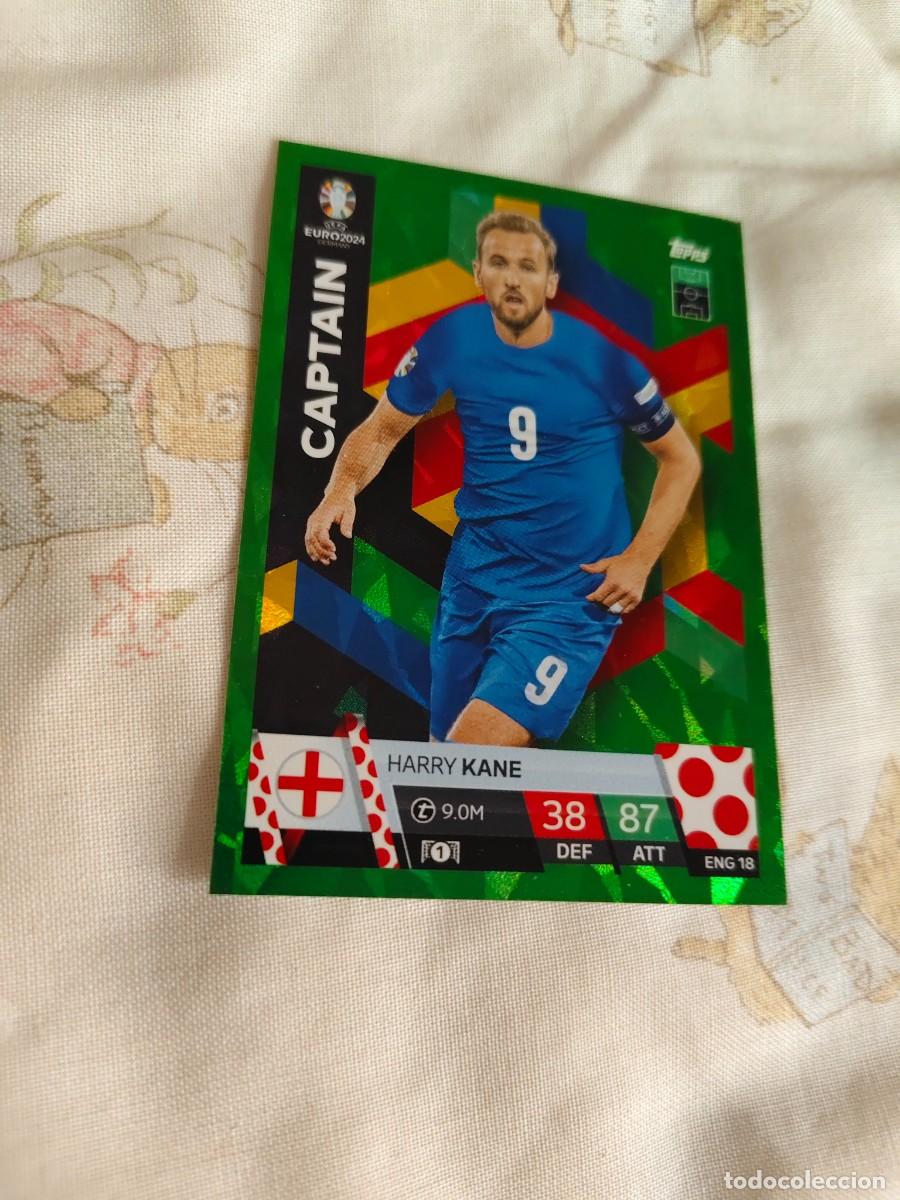 Cromos de F&uacute;tbol: ENG 18 ENG18 EURO 2024 TOPPS HARRY KANE INGLATERRA PARALELA VERDE MATCH ATTAX 24 EUROCOPA CAPTAIN