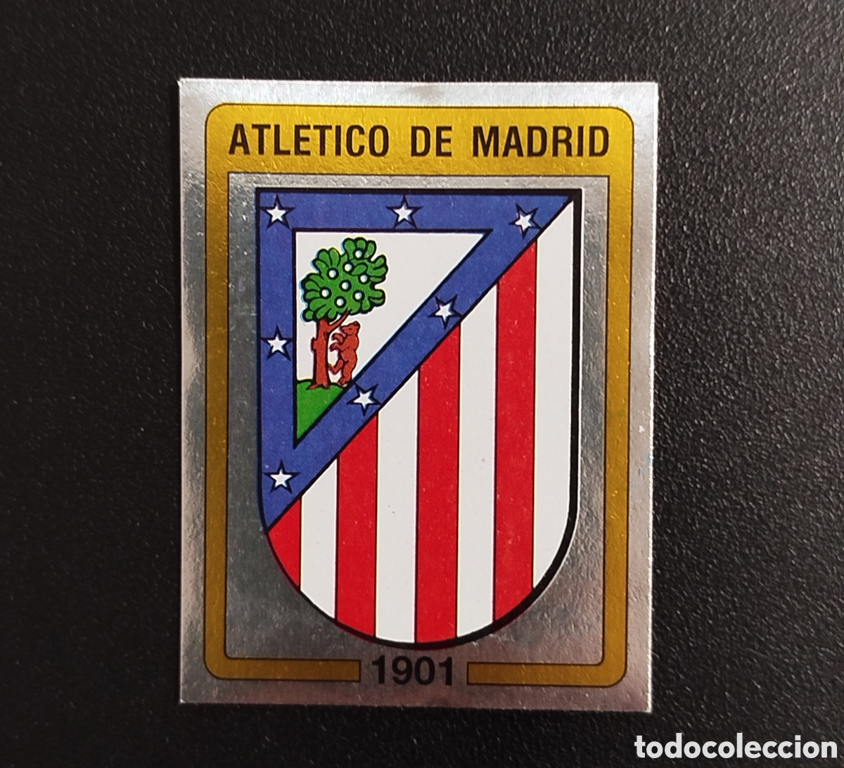 Cromos de F&uacute;tbol: ESCUDO ATL&Eacute;TICO MADRID PANINI FUTBOL 87 1987 (1986) NUEVO SIN PEGAR NUNCA PEGADO # 20 CROMO ADHESIVO