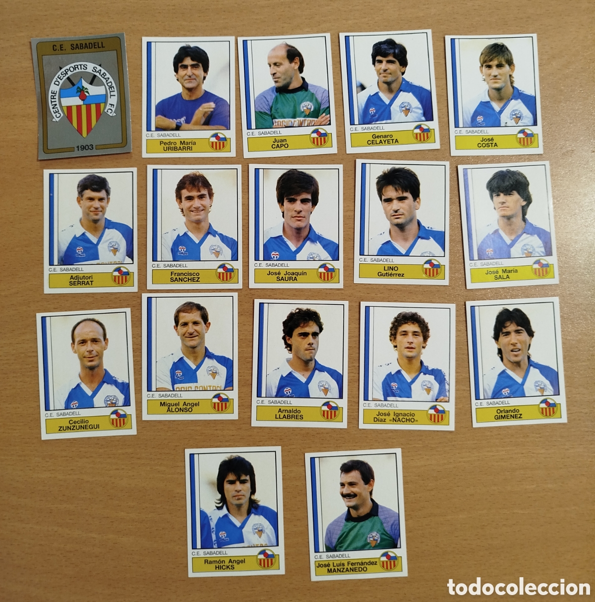 Cromos de F&uacute;tbol: PLANTILLA COMPLETA CE SABADELL + ESCUDO PANINI FUTBOL 87 1987 1986 SIN PEGAR NUNCA PEGADOS CROMOS