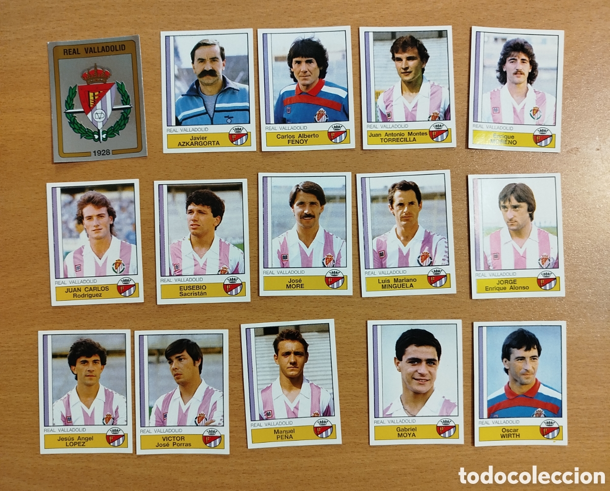 Cromos de F&uacute;tbol: PLANTILLA VALLADOLID + ESCUDO PANINI FUTBOL 87 1987 1986 SIN PEGAR NUNCA PEGADOS CROMOS AZKARGORTA..