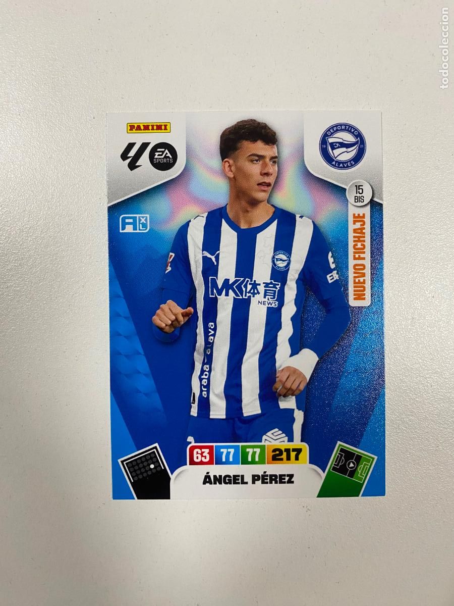Cromos de F&uacute;tbol: &Aacute;NGEL P&Eacute;REZ 15BIS - NUEVO FICHAJE - D ALAV&Eacute;S Adrenalyn XL LaLiga 25 26 Panini 2025 2026.