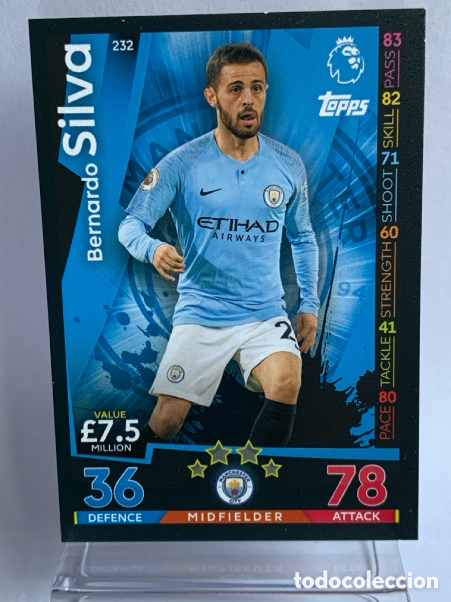 Cromos de f&uacute;tbol: 232 Bernardo Silva Manchester City Match Attax Premier 2018 2019 18 19