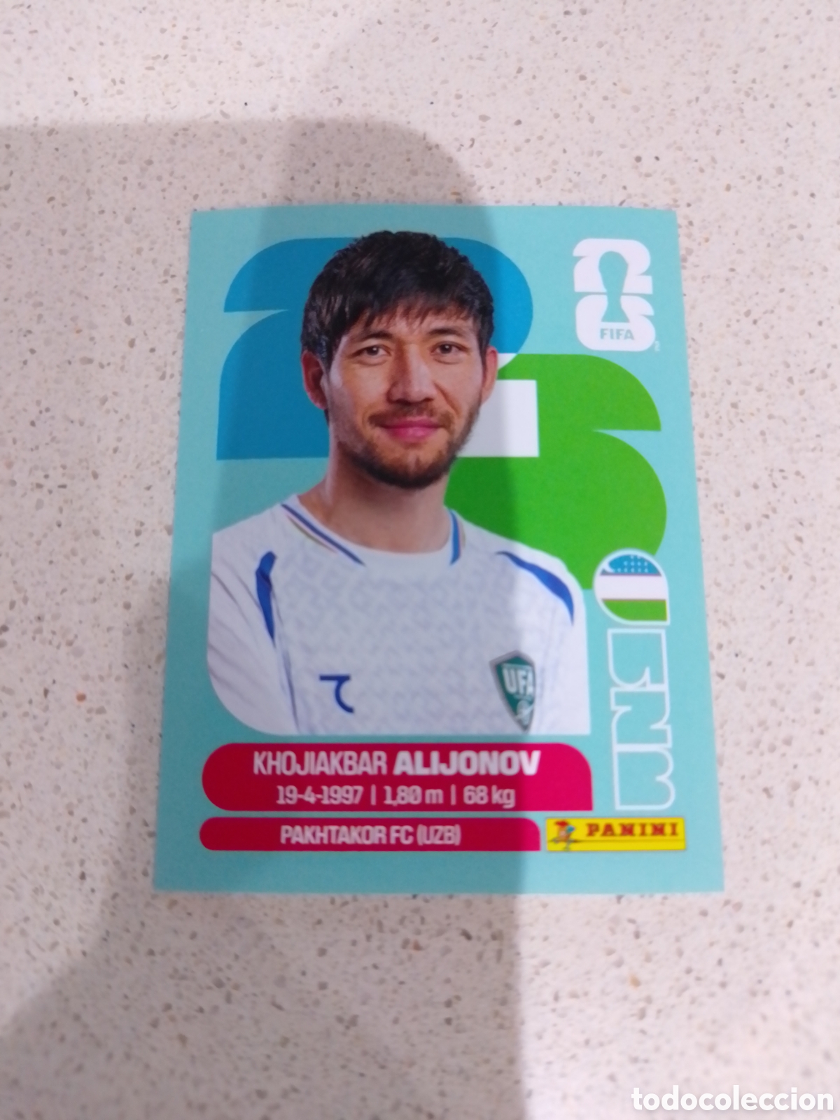Football Stickers: CROMO N&Uacute;MERO 8 ALIJONOV UZBEKISTAN. MUNDIAL 2026. PANINI.