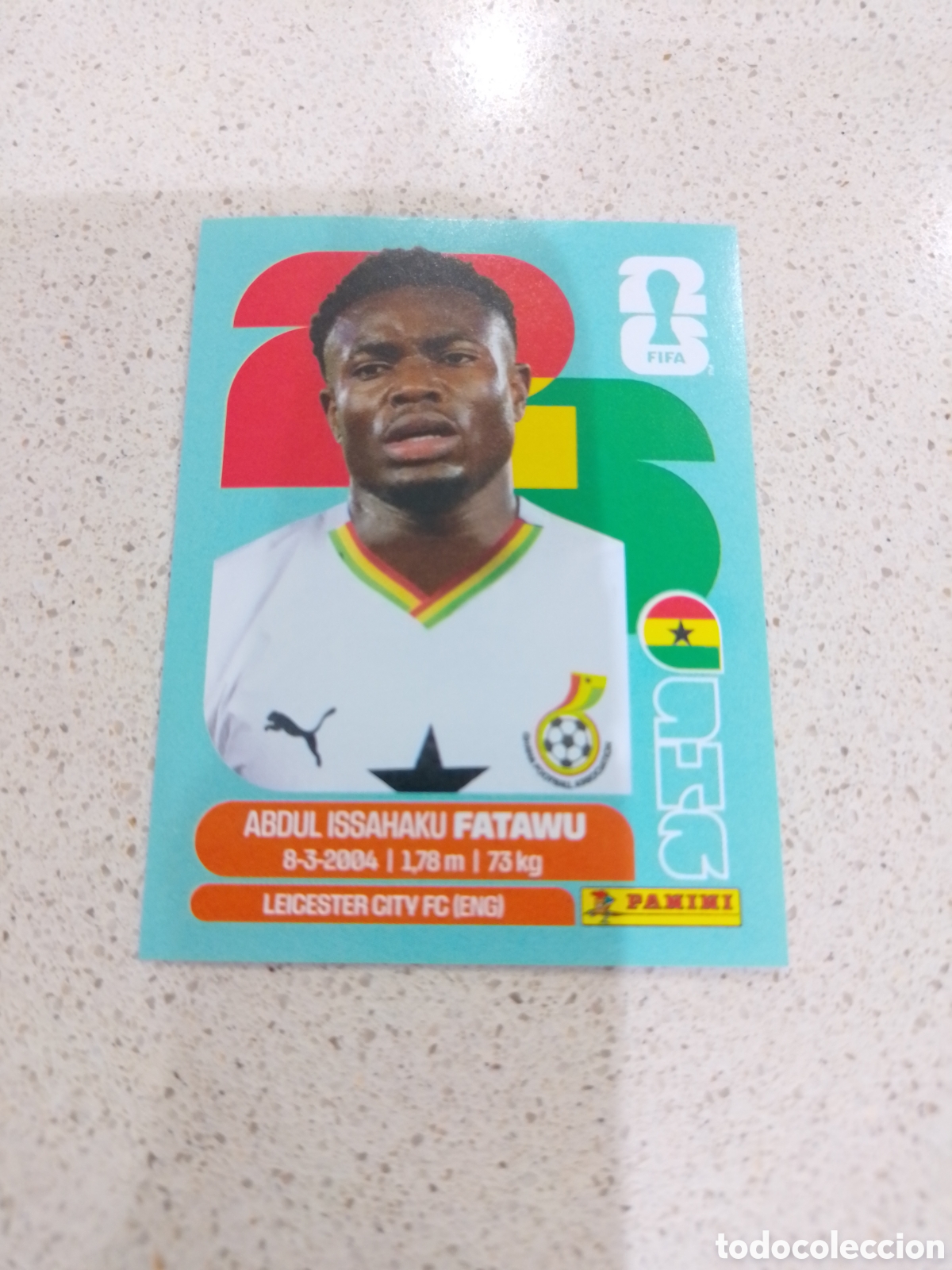 Fu&szlig;ball-Sticker: CROMO N&Uacute;MERO 9 FATAWU GHANA. MUNDIAL 2026. PANINI.