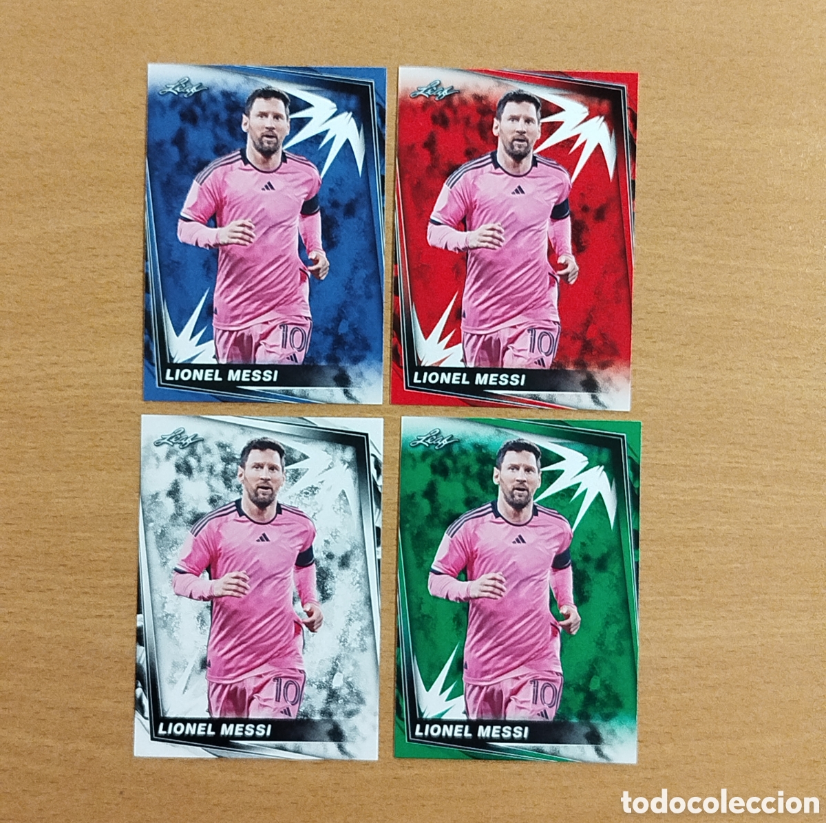 Cromos de F&uacute;tbol: MESSI LOTE LEAF 4 TRADING CARDS CARTAS CROMOS TARJETAS NO TOPPS NO PANINI FUTBOL