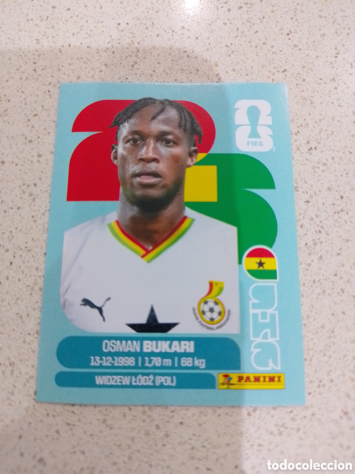 Football Stickers: CROMO N&Uacute;MERO 19 BUKARI GHANA. MUNDIAL 2026. PANINI.