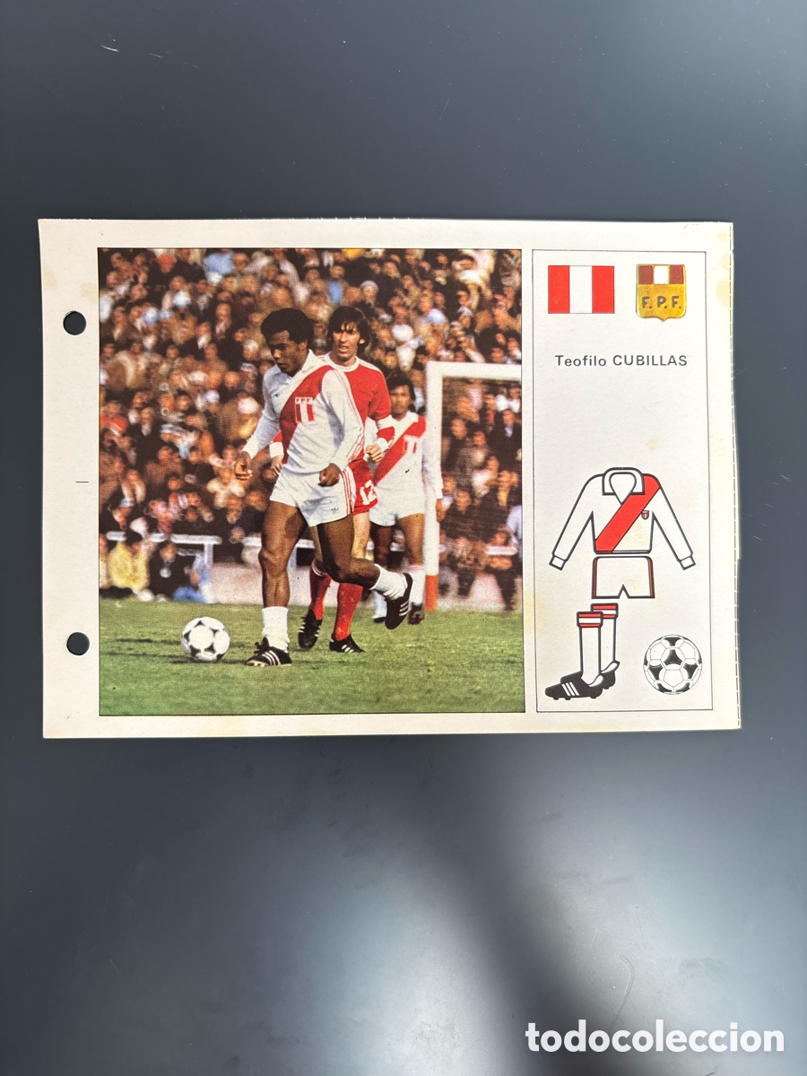 Football Stickers: CUBILLAS PERU 107 Ficha Cromo Estrellas del Mundial 82 1982 . 13 x 18 cm