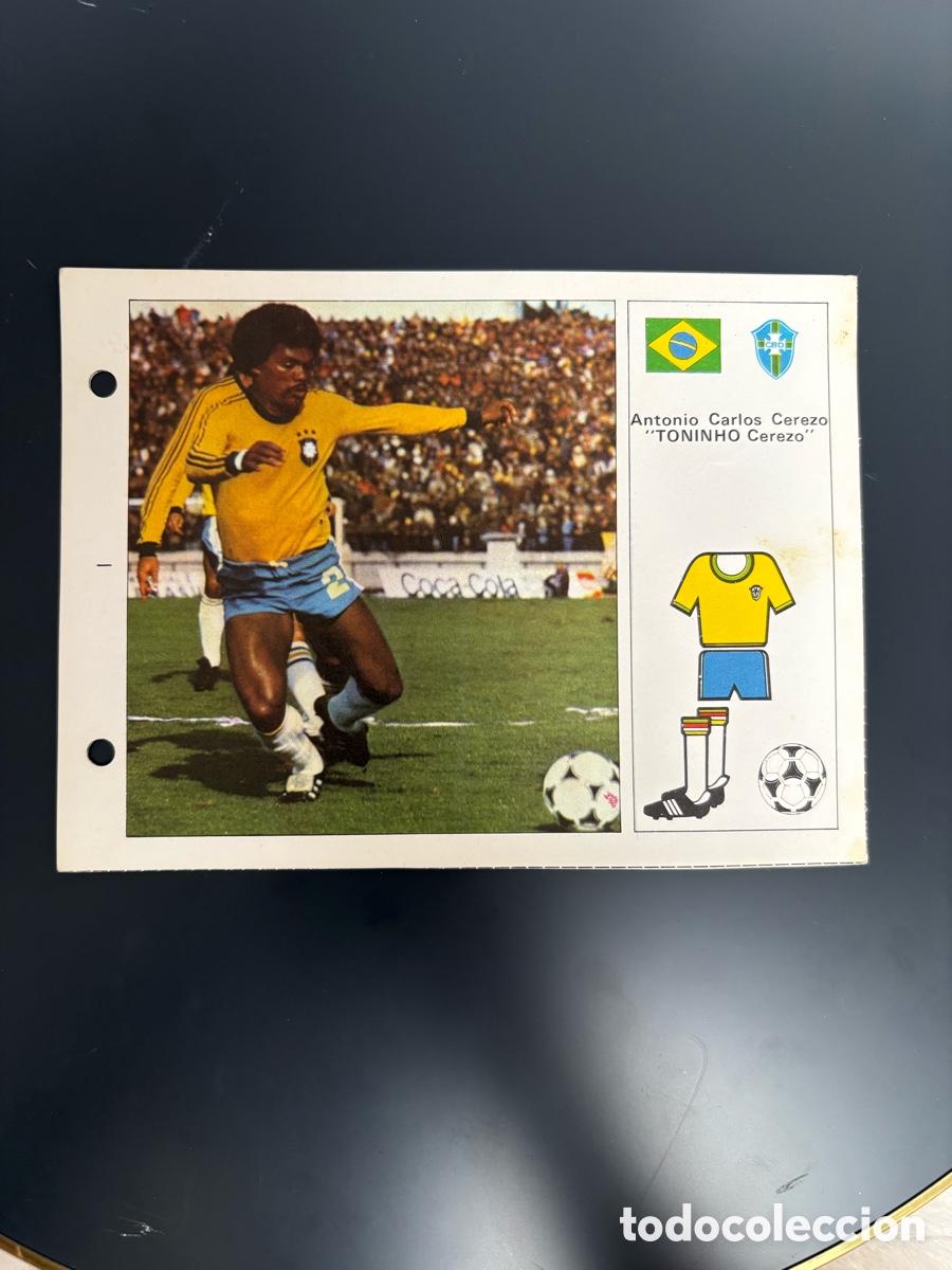 Cromos de F&uacute;tbol: TONINHO CEREZO BRASIL 36 Ficha Cromo Estrellas del Mundial 82 1982 . 13 x 18 cm