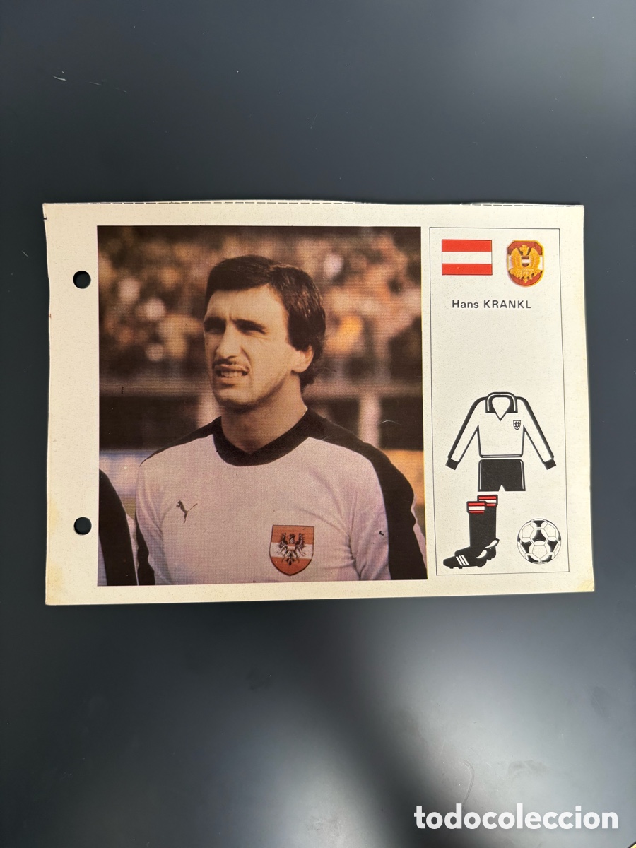 Cromos de F&uacute;tbol: M&Iacute;TICO HANSI KRANKL 26 AUSTRIA Ficha Cromo Estrellas del Mundial 82 1982 . 13 x 18 cm