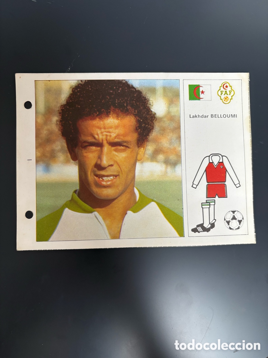 Football Stickers: BELLOUMI 11 Argelia Ficha Cromo Estrellas del Mundial 82 1982 . 13 x 18 cm