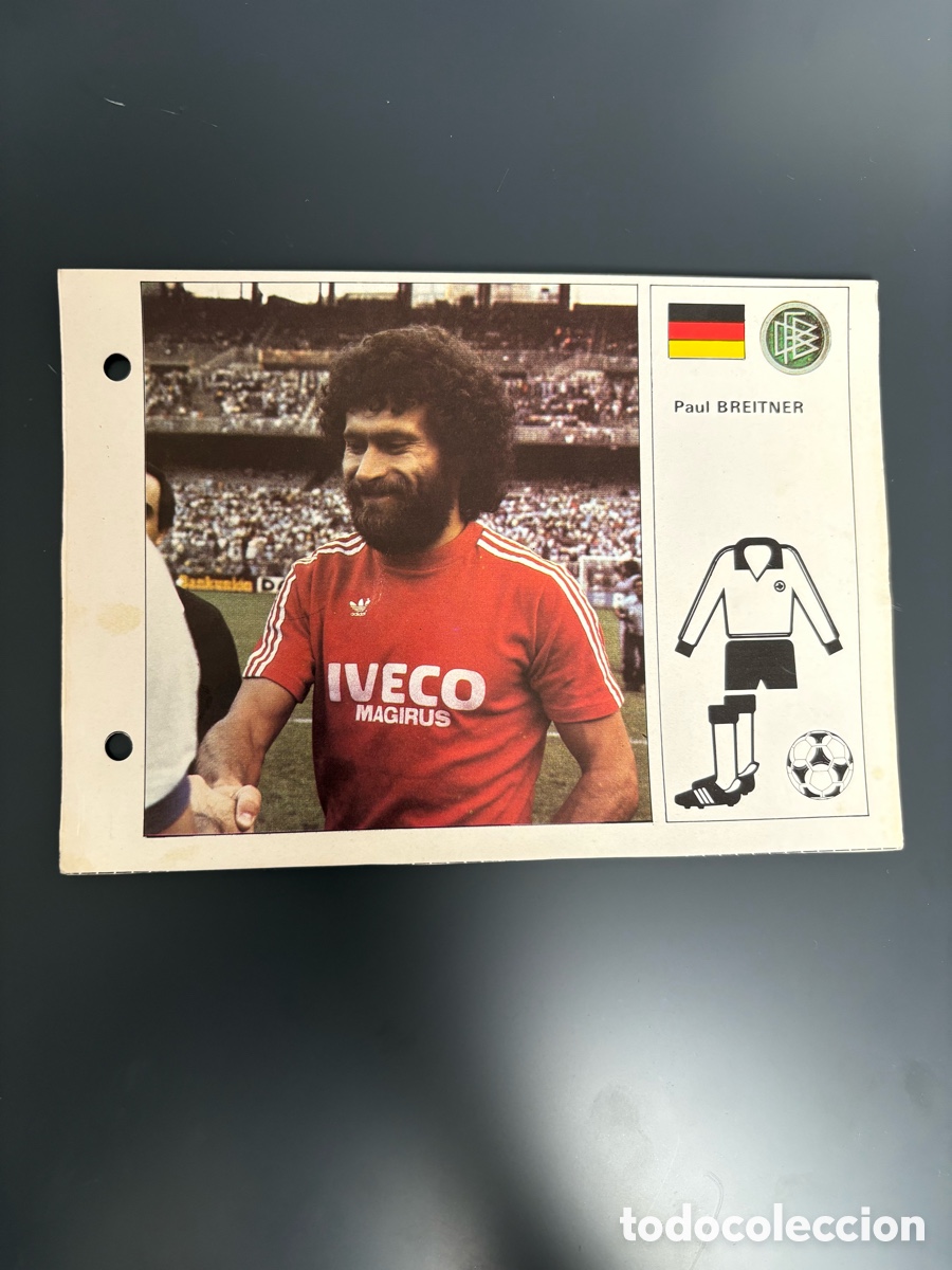 Cromos de F&uacute;tbol: BREITNER 5 Alemania Ficha Cromo Estrellas del Mundial 82 1982 . 13 x 18 cm