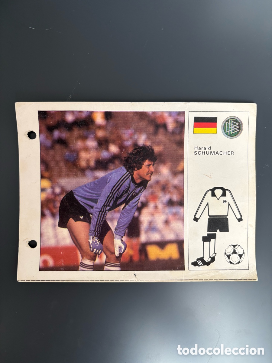 Cromos de F&uacute;tbol: SCHUMACHER 3 Alemania Ficha Cromo Estrellas del Mundial 82 1982 . 13 x 18 cm