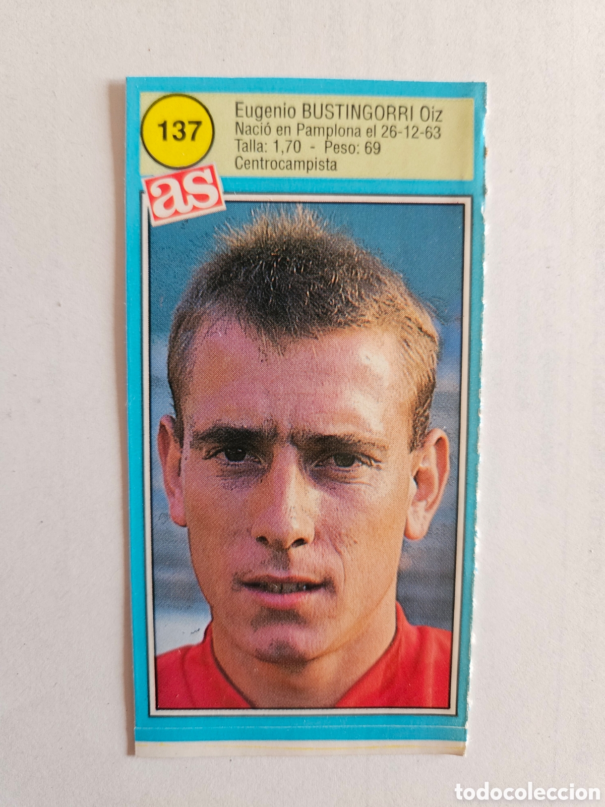 Cromos de F&uacute;tbol: CROMO DE F&Uacute;TBOL. LIGA 90 91 1990 1991. DIARIO AS. 137 BUSTINGORRI. CLUB ATL&Eacute;TICO OSASUNA