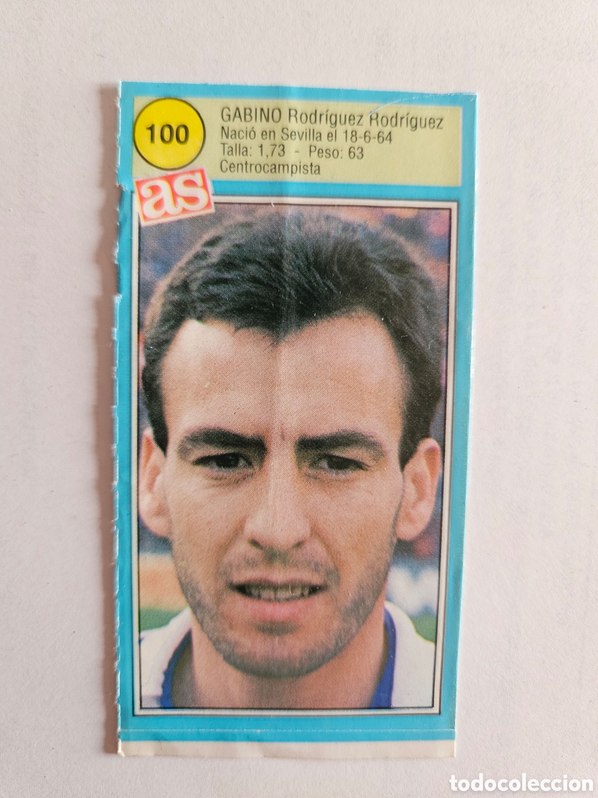 Cromos de F&uacute;tbol: CROMO ADHESIVO, PEGATINA, AS N&ordm; 100, GABINO, TEMP. 90-91, COLECCION AS, R.C.D. ESPA&Ntilde;OL, ESPANYOL