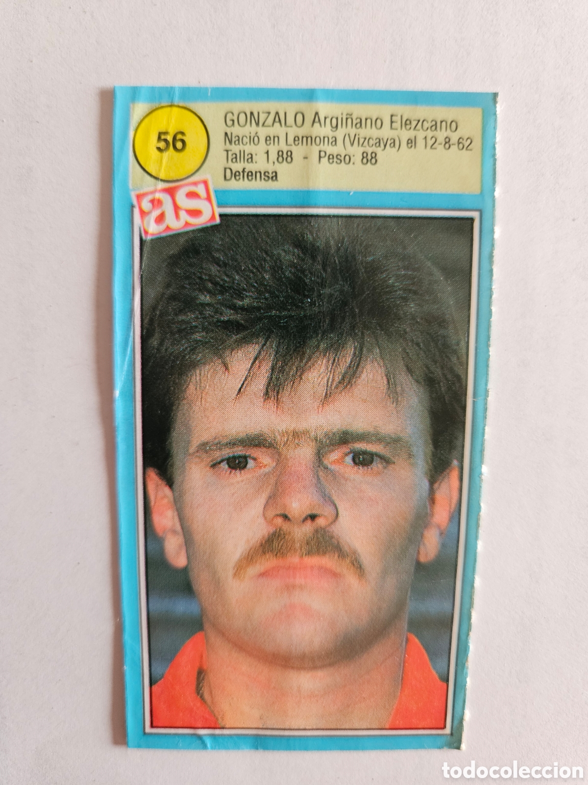 Cromos de F&uacute;tbol: CROMO ADHESIVO, PEGATINA, AS N&ordm; 56, GONZALO, TEMP. 90-91, COLECCION AS, REAL BURGOS C.F.