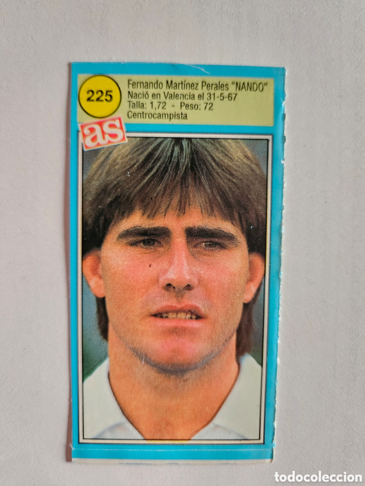 Cromos de F&uacute;tbol: CROMO PEGATINA. ASES LIGA FUTBOL 90 91 1990 1991. DIARIO AS. 225 NANDO. VALENCIA CF