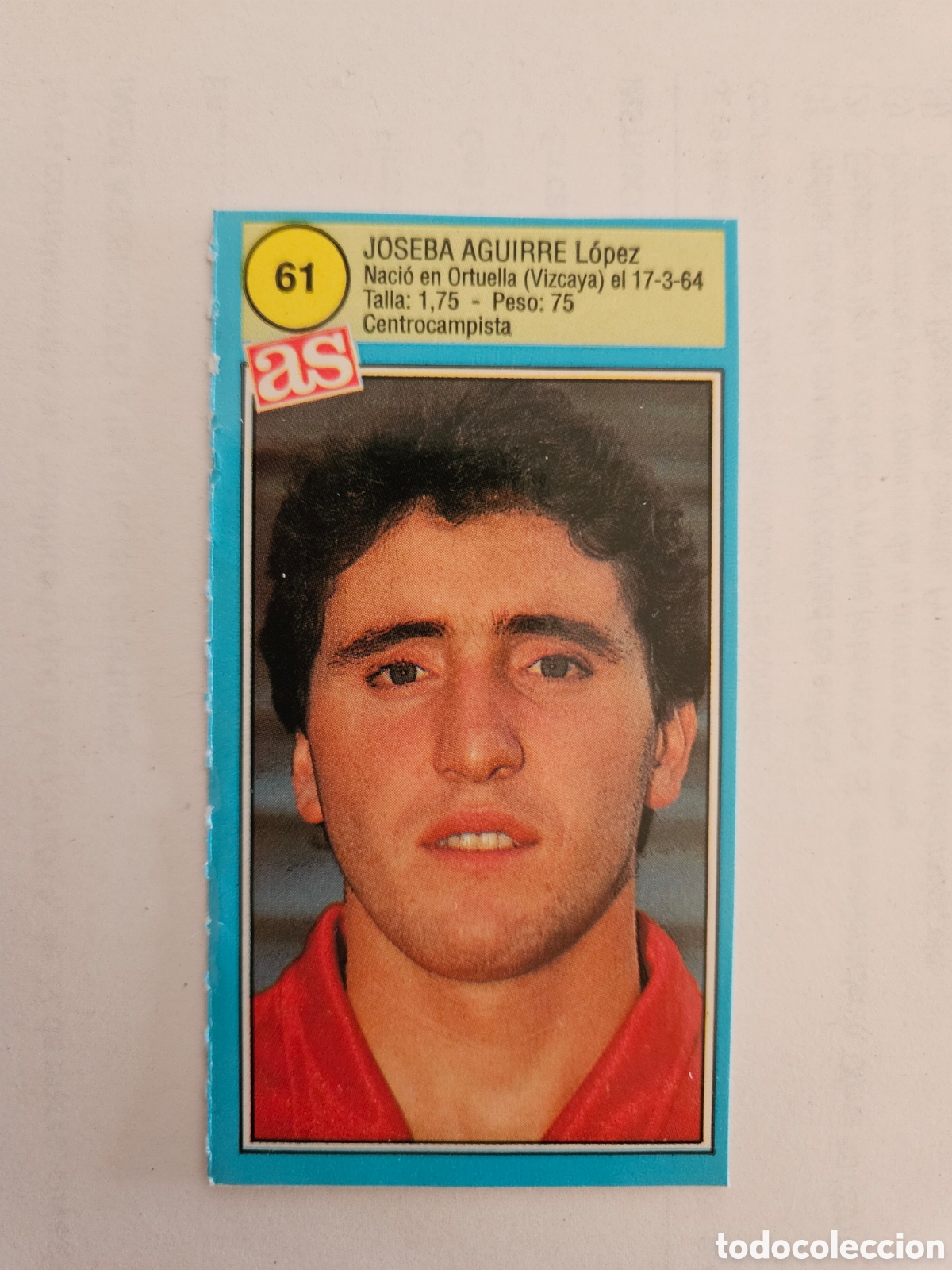 Cromos de F&uacute;tbol: CROMO PEGATINA. ASES LIGA FUTBOL 90 91 1990 1991. DIARIO AS. 61 JOSEBA AGUIRRE. REAL BURGOS CF