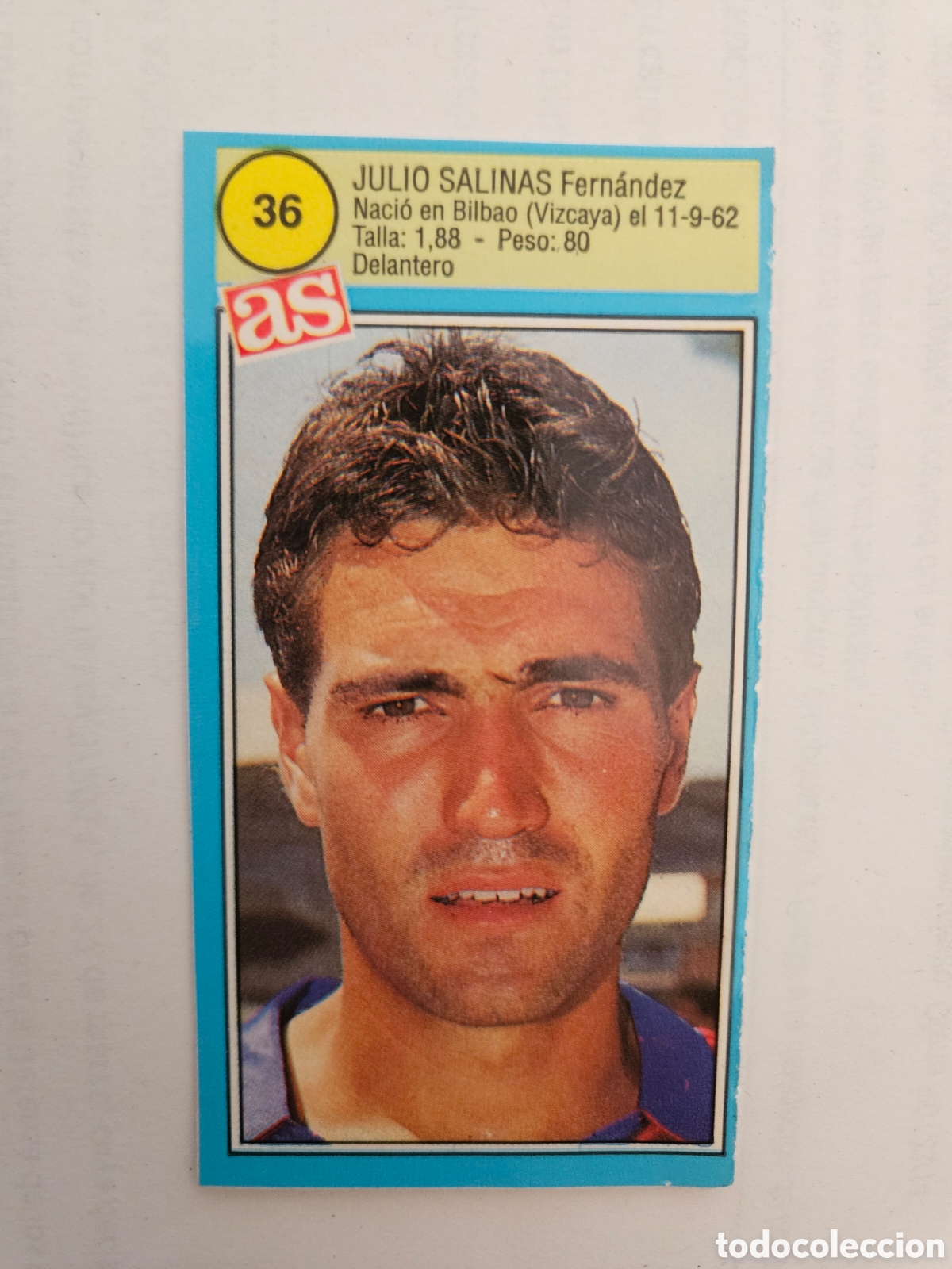 Cromos de F&uacute;tbol: Barcelona - N&ordm; 36, Julio Salinas - AS - Ases de Liga 1990-1991, 90-91 - Nunca pegado adhesivo