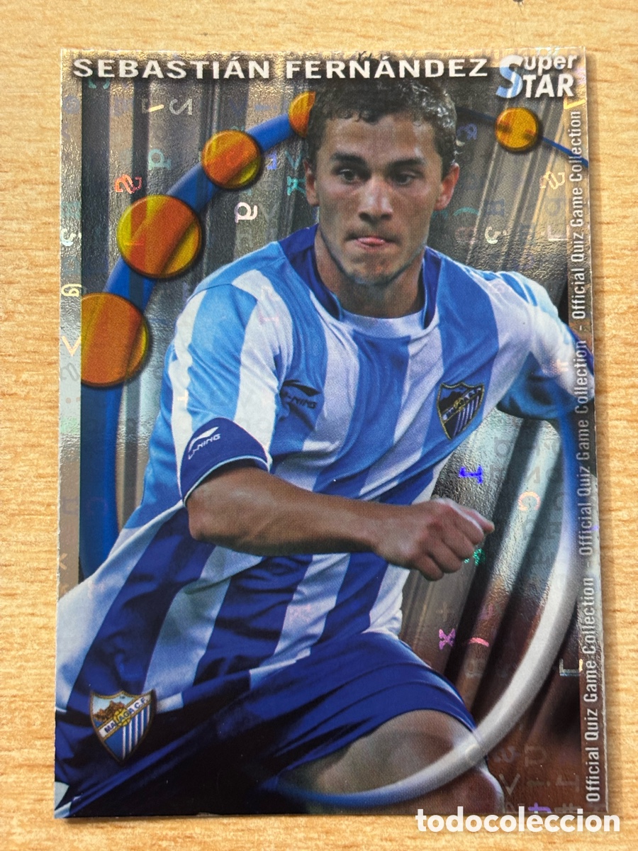 Football Stickers: # 458 Sebasti&aacute;n Fern&aacute;ndez M&aacute;laga CF Superstar Mundicromo 2011 fondo letras
