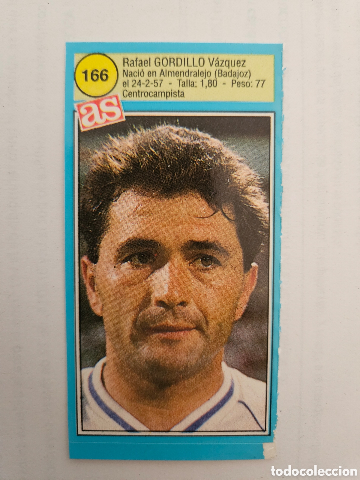 Cromos de F&uacute;tbol: Real Madrid - N&ordm; 166, Gordillo - AS - Ases de Liga 1990-1991, 90-91 - Nunca pegado adhesivo