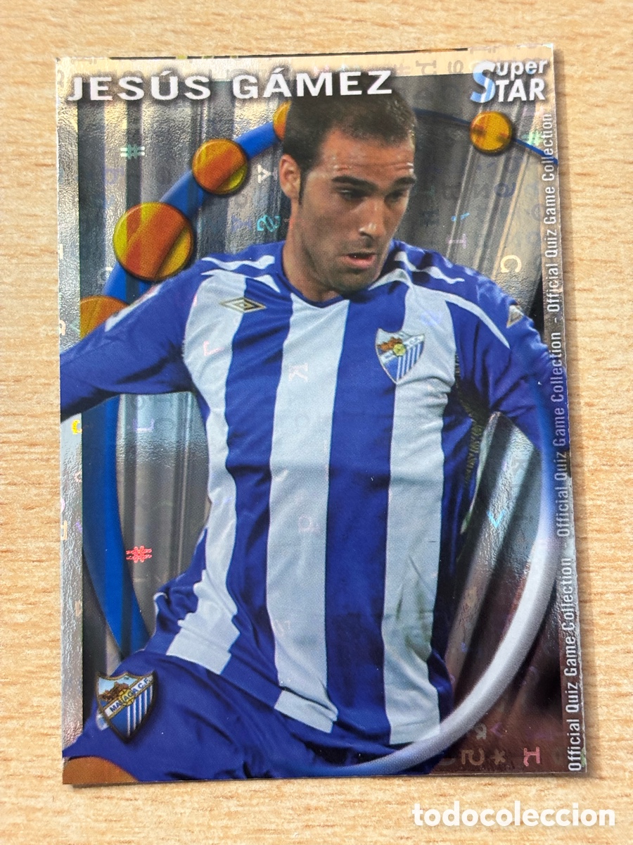 Cromos de F&uacute;tbol: # 455 Jes&uacute;s G&aacute;mez M&aacute;laga CF Superstar Mundicromo 2011 fondo letras
