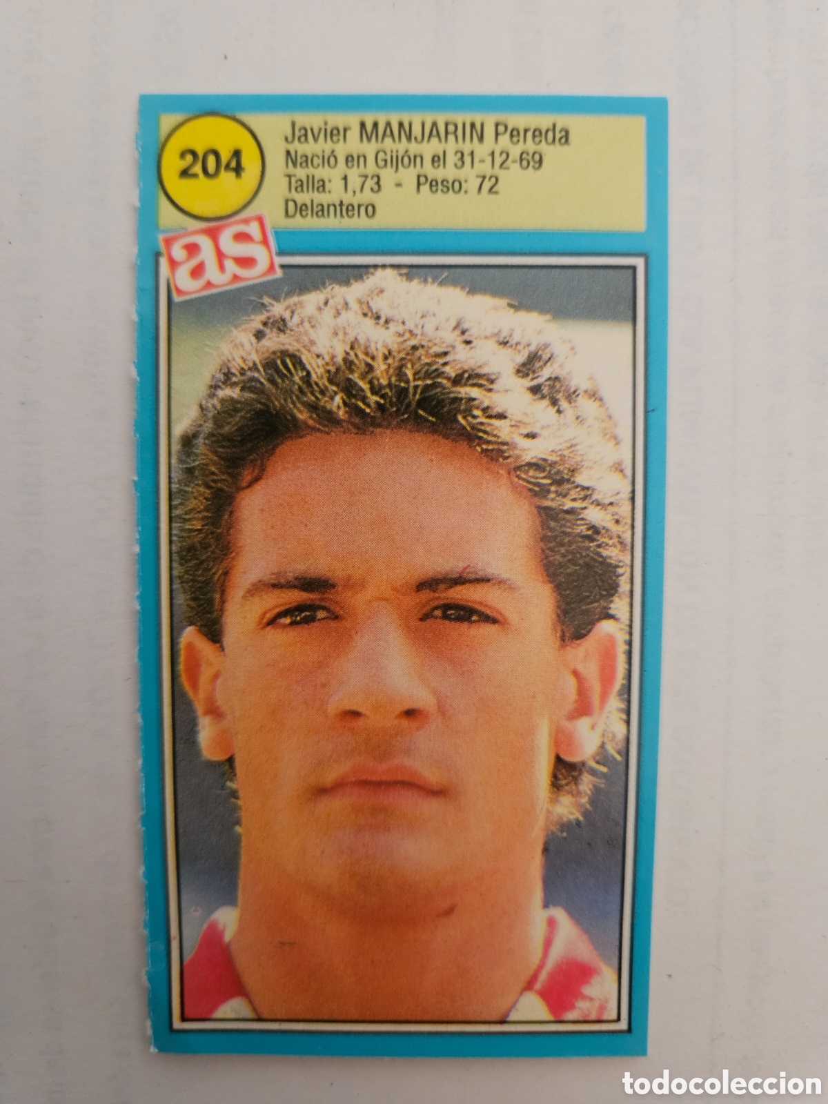 Cromos de F&uacute;tbol: Sporting de Gij&oacute;n - N&ordm; 204, Manjarin - AS - Ases de Liga 1990-1991, 90-91 - Nunca pegado adhesivo