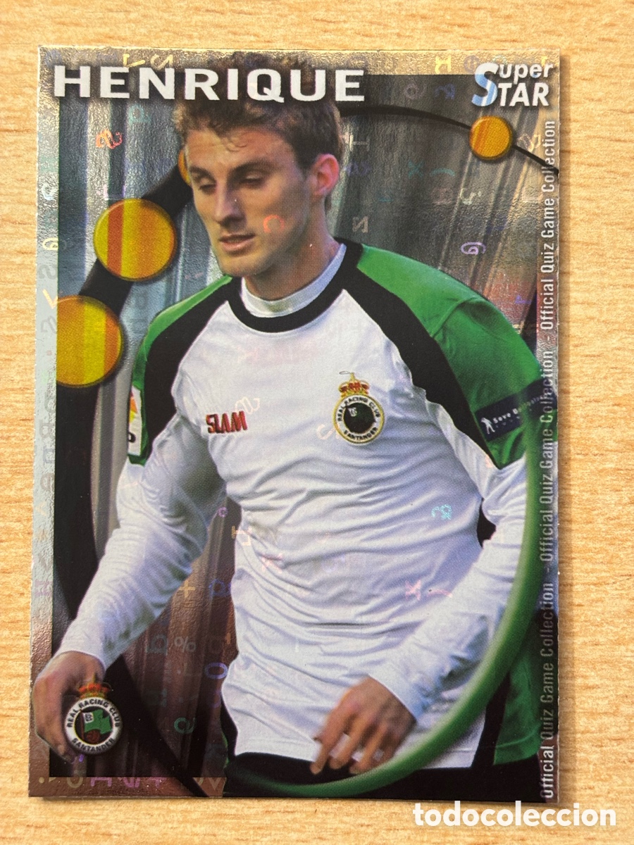Cromos de F&uacute;tbol: # 428 Henrique Racing de Santander Superstar Mundicromo 2011 fondo letras