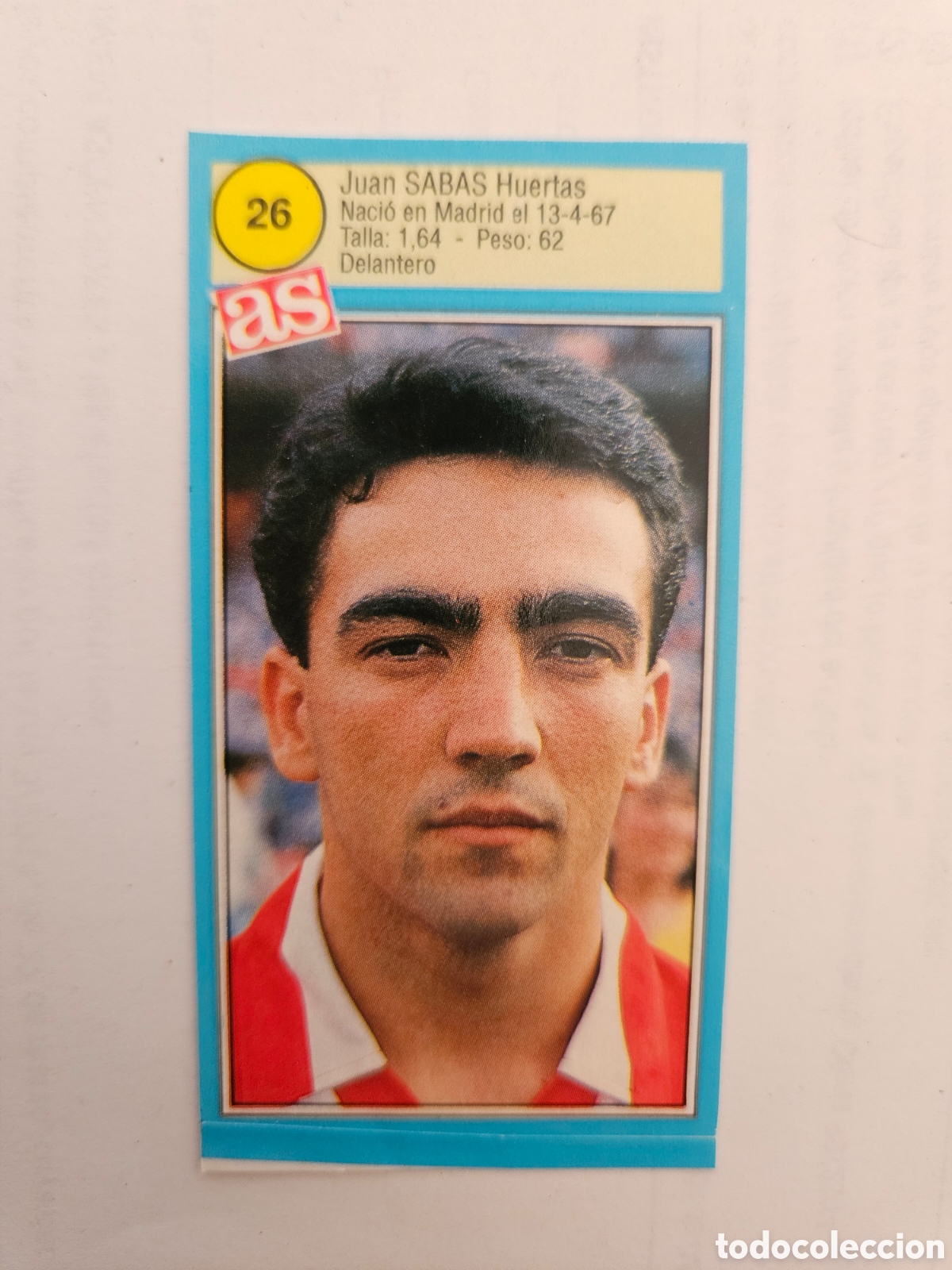 Figurine di Calcio: CROMO PEGATINA. ASES LIGA FUTBOL 90 91 1990 1991. DIARIO AS. 26 SABAS. ATL&Eacute;TICO MADRID