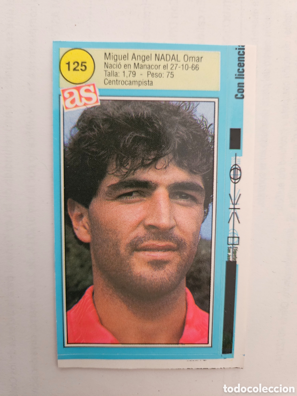 Cromos de F&uacute;tbol: NADAL MALLORCA N&deg; 125 ASES DE LA LIGA 90-91 1990-1991 DIARIO AS SIN PEGAR.