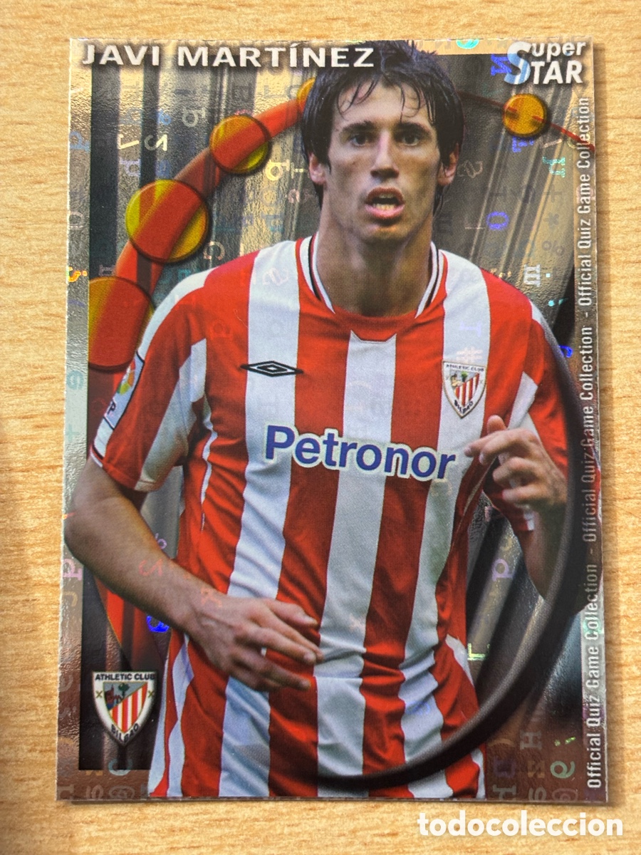 Cromos de F&uacute;tbol: # 213 Javi Martinez Athletic Club de Bilbao Superstar Mundicromo 2011 fondo letras