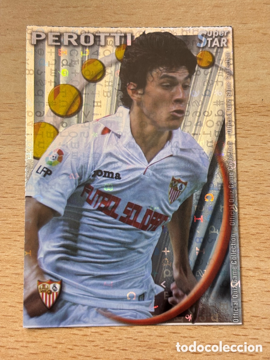 Cromos de Futebol: # 107 Perotti Sevilla FC Superstar Mundicromo 2011 fondo letras
