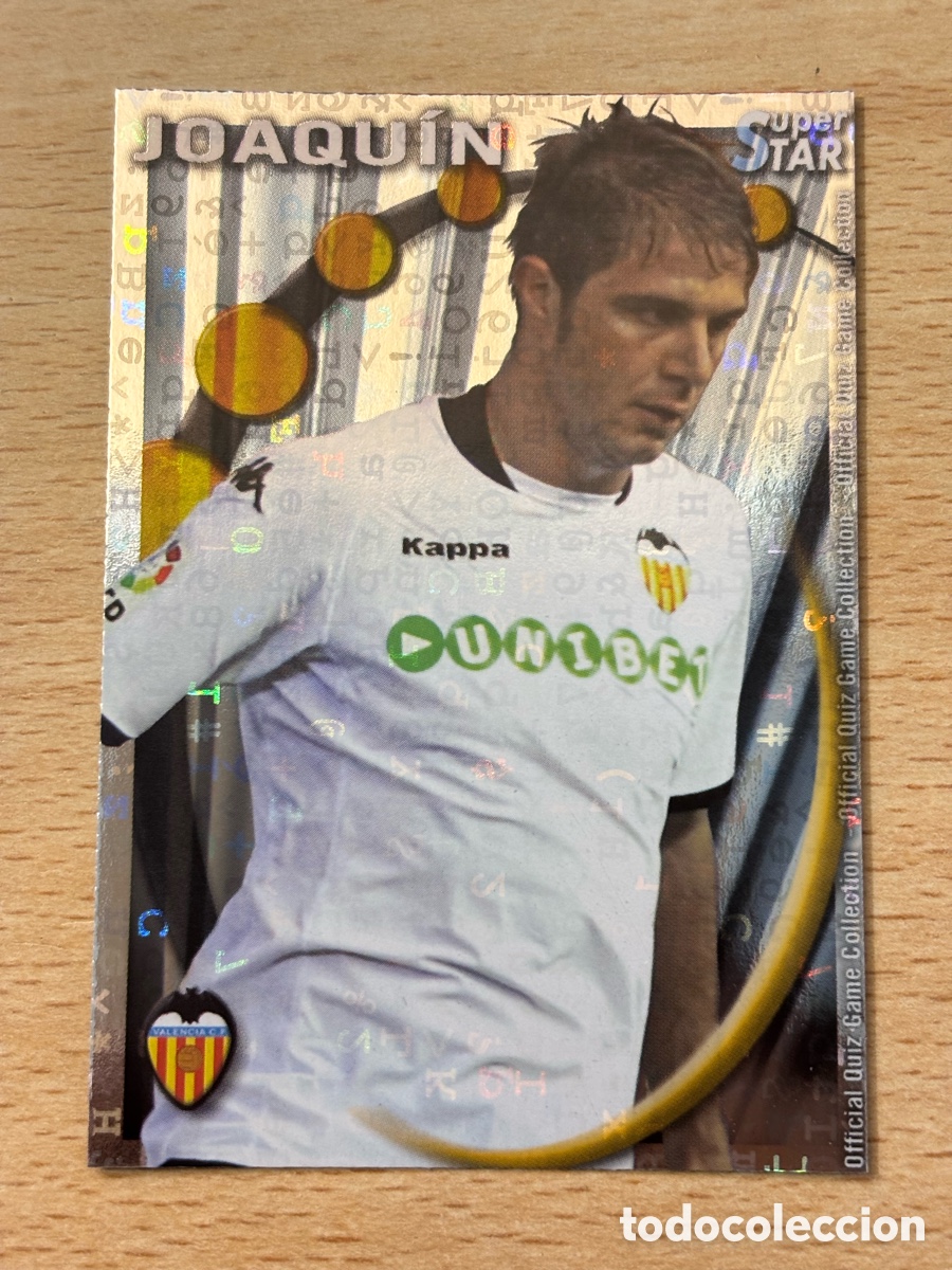 Cromos de F&uacute;tbol: # 081 Joaquin Valencia CF Superstar Mundicromo 2011 fondo letras