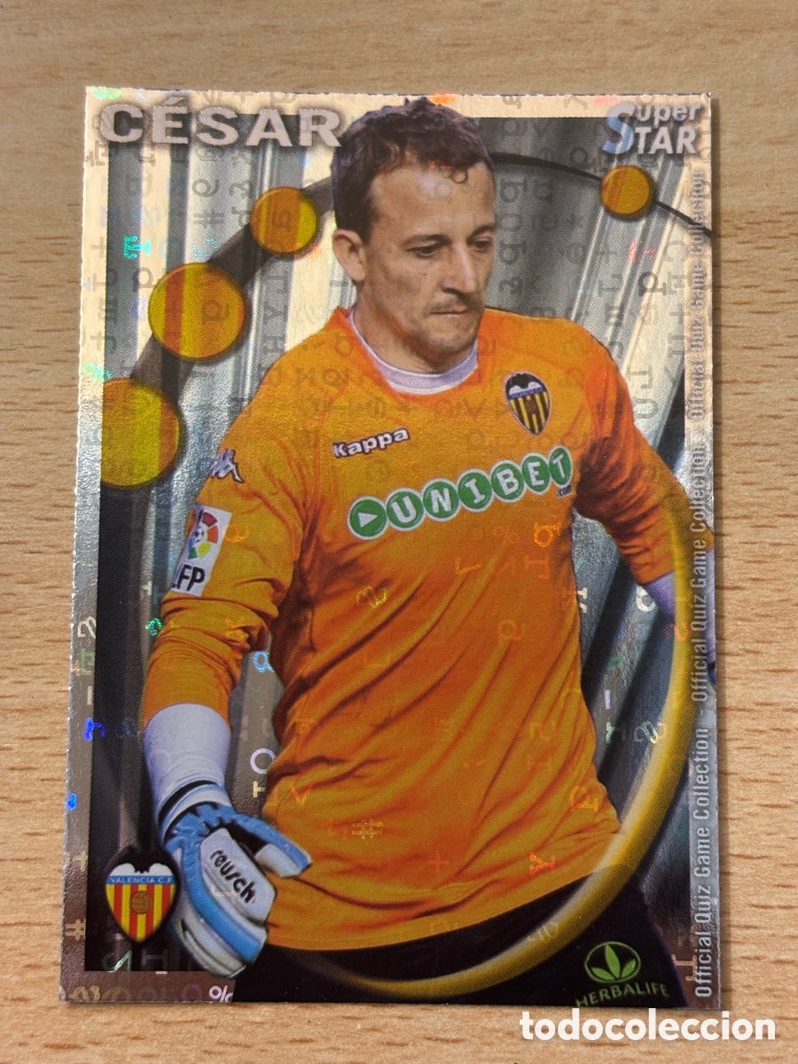 Figurine di Calcio: # 077 Cesar Valencia CF Superstar Mundicromo 2011 fondo letras