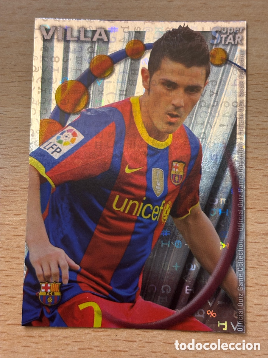 Fu&szlig;ball-Sticker: # 027 Villa FC Barcelona Superstar Mundicromo 2011 fondo letras