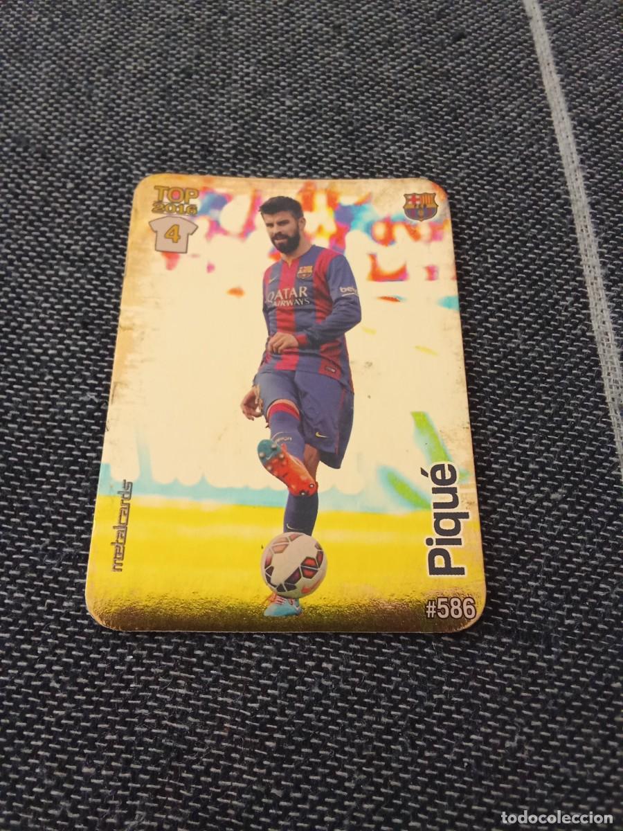 Football Stickers: 586 pique FC Barcelona brillo liso dorado las fichas de la liga 2016