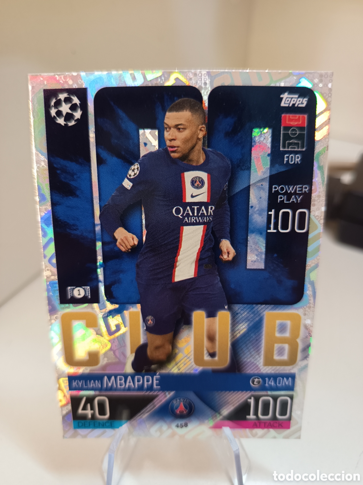 Figurine di Calcio: TOPPS MATCH ATTAX 2022 2023 UEFA 22 23 100 CLUB 458 MBAPPE